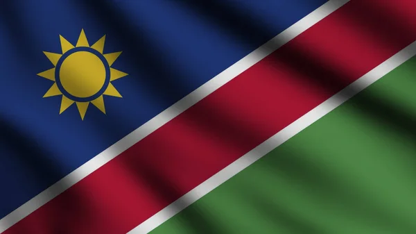 Rüzgarda Dalgalanan Namibya Bayrağı Boyutlu Arka Planda — Stok fotoğraf