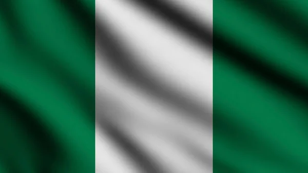 Флаг Нигерии Размахивающий Ветру Фоне Стиля — стоковое фото
