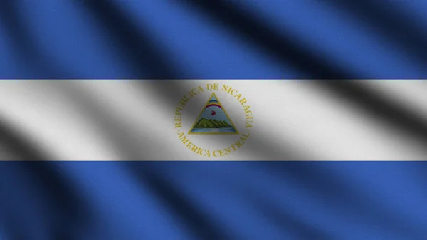 尼加拉瓜国旗在风中飘扬 背景为3D风格 — 图库照片
