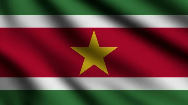 Surinam Bayrağı Boyutlu Arka Planda Rüzgarda Dalgalanıyor — Stok fotoğraf