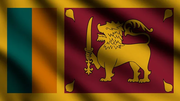 スリランカの国旗が風になびく3Dスタイルの背景 — ストック写真