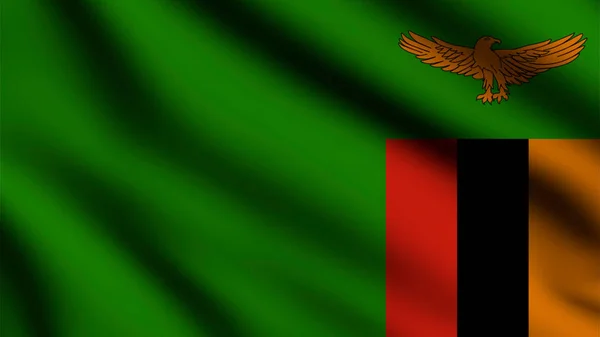 3Dスタイルの背景で風に揺れるザンビアの旗 — ストック写真