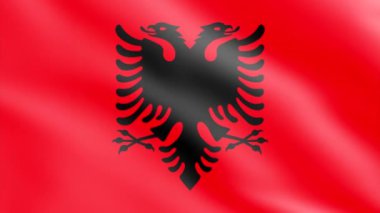 Arnavutluk Rüzgarda Bayrak Dalgalanıyor, 3D Bayrak Dalgalanıyor 4K Görüntüsü
