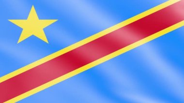 Rüzgarda Kongo Bayrağı, 3D Bayrak Dalgalanması Animasyon 4K Görüntü