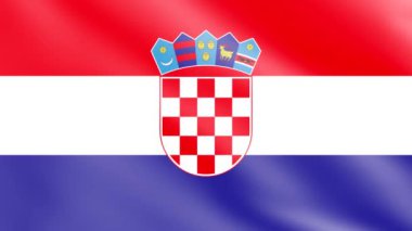 Hırvatistan Bayrağı Rüzgarda, 3D Bayrak Dalgalanıyor 4K Görüntüsü
