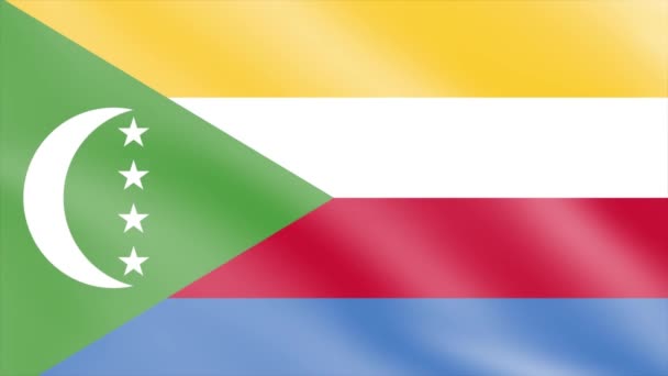 Σημαία Comoros Στον Άνεμο Σημαία Κυματίζοντας Κινούμενα Σχέδια — Αρχείο Βίντεο