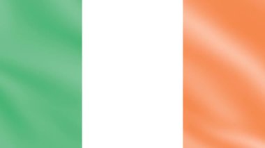 İrlanda bayrağı rüzgarda, 3D Bayrak Dalgalanan Animasyon 4K Görüntü