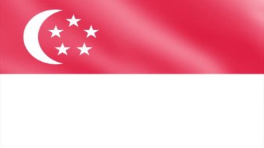 Rüzgarda Singapur bayrağı, 3D Bayrak Dalgalanan Animasyon 4K