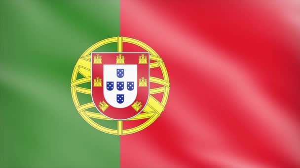 Portugalsko Vlajka Větru Vlajka Vlnění Animace Záběry — Stock video
