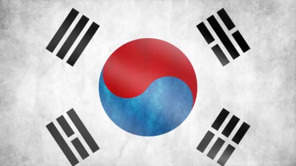 Flaga Republika Korei Południe Wietrze Flaga Waving Animation Nagranie — Wideo stockowe