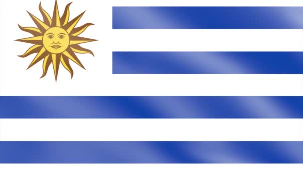 Bandeira Uruguai Vento Bandeira Acenando Animação Filmagem — Vídeo de Stock