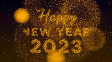2023 Yeni Yıl Kutlaması. Mutlu yıllar 2023 Havai fişeklerle Animasyon Kutlama Arkaplanı