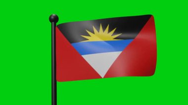 3D Flag Waving on Green Screen Background for Game Flag Item or Symbol