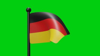 3D Flag Waving on Green Screen Background for Game Flag Item or Symbol