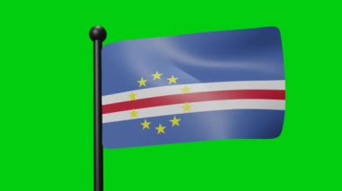 Flag Of  Cape Verde Waving In The Wind on Green Screen With Luma Matte