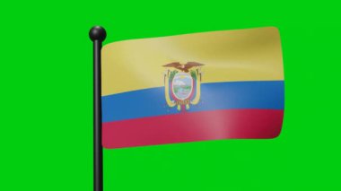 Ecuador  Flag Waving Animation In The Wind on Green Screen With Luma Matte