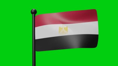 Egypt Flag Waving Animation In The Wind on Green Screen With Luma Matte