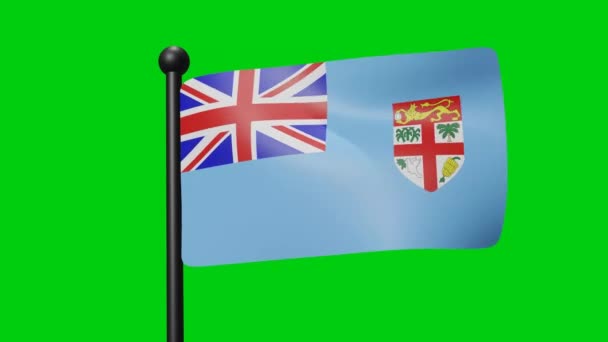 Fiji Flag Waving Animation Wind Green Screen Luma Matte — Stok video