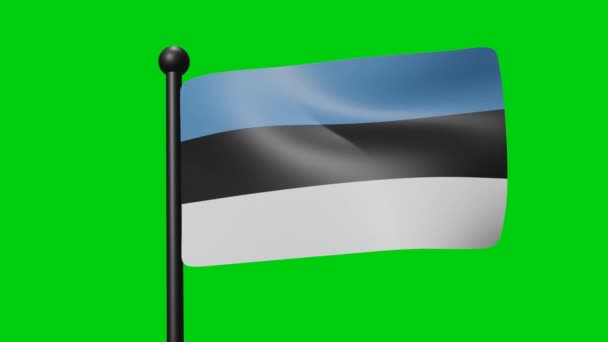 Estland Flagga Viftande Animation Vinden Grön Skärm Med Luma Matt — Stockvideo