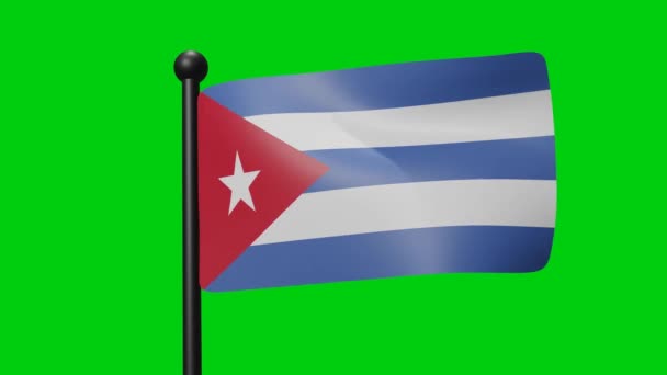 Flag Animation Cuba Waving Wind Green Screen Luma Matte — Stok video