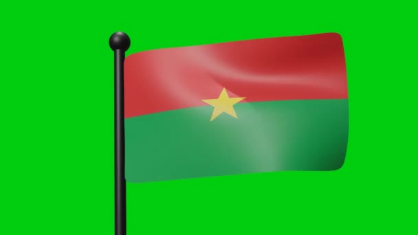 Flagga Burkina Faso Vifta Vinden Grön Skärm Med Luma Matt — Stockvideo