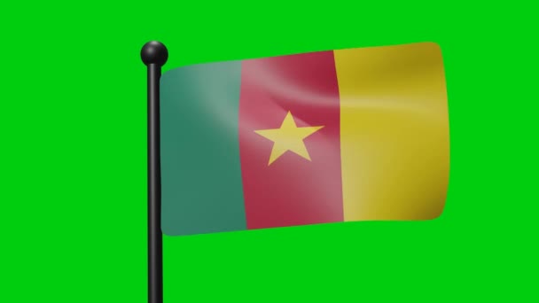 Flag Cameroon Waving Wind Green Screen Luma Matte — Vídeo de Stock