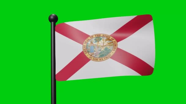 Florida Flagga Viftande Animation Vinden Grön Skärm Med Luma Matt — Stockvideo
