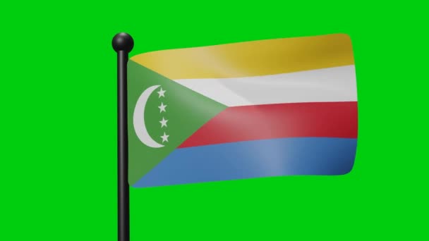 Flag Comoros Waving Wind Green Screen Luma Matte — Stok video