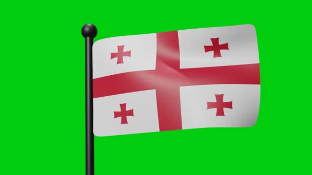 Georgia National Flag Waving Animation Wind Green Screen Luma Matte — Video Stock