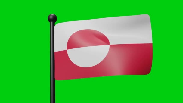 Greenland National Flag Waving Animation Wind Green Screen Luma Matte — Wideo stockowe