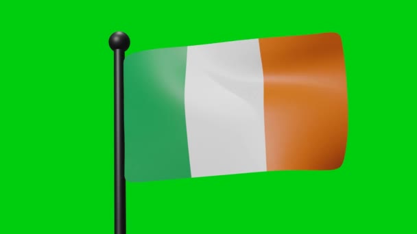 National Flag Waving Ireland Wind Green Screen Luma Matte — Vídeos de Stock