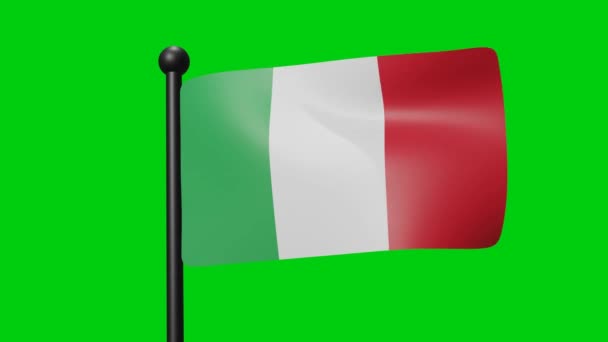National Flag Waving Italy Wind Green Screen Luma Matte — Vídeo de Stock