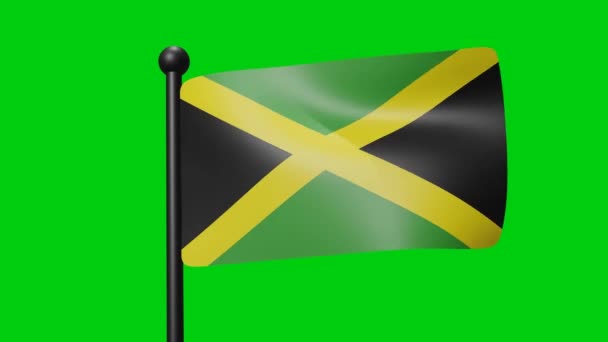 National Flag Waving Jamaica Wind Green Screen Luma Matte — Vídeos de Stock
