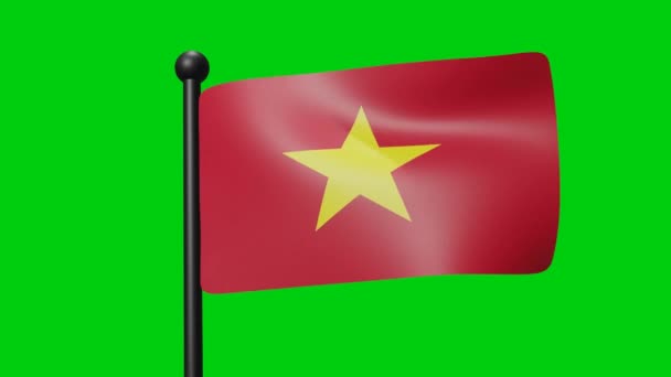 National Flag Waving Vietnam Wind Green Screen Luma Matte — Stok video