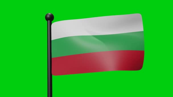 Flag Bulgaria Waving Wind Green Screen Luma Matte — Wideo stockowe