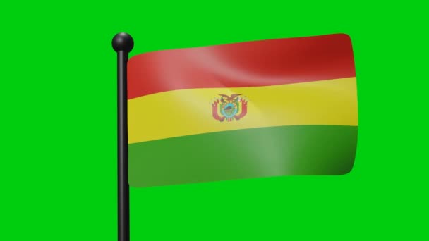 Flag Bolivia Waving Wind Green Screen Luma Matte — Vídeo de Stock