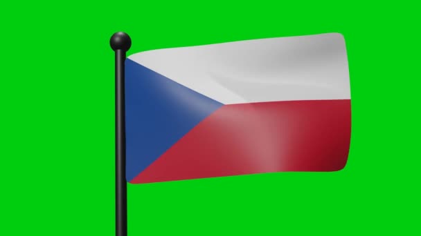Czech Republic Flag Waving Wind Green Screen Luma Matte — Stok video