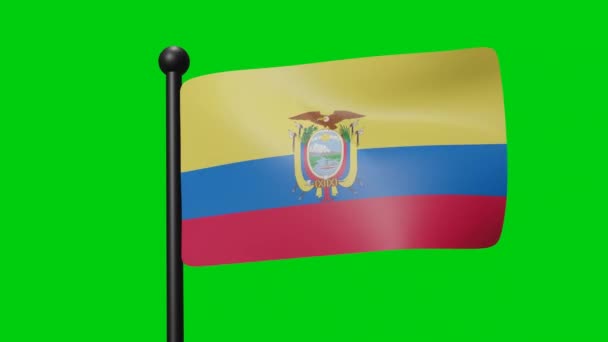 Ecuador Flagga Viftande Animation Vinden Grön Skärm Med Luma Matt — Stockvideo