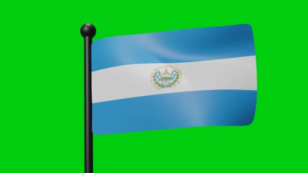 Salvador Flag Waving Animation Wind Green Screen Luma Matte — Vídeos de Stock