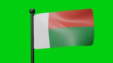 Madagascar Flag Waving in Slow Motion on the green background. 3D Render Flag. National Day Celebration