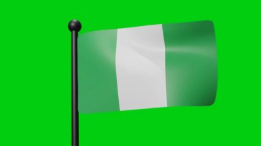 Nigeria Flag Waving in Slow Motion on the green background. 3D Render Flag. National Day Celebration