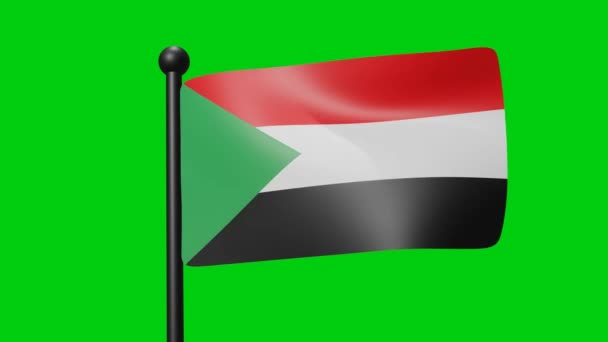 Sudan Flag Waving Slow Motion Green Background Render Flag National — Wideo stockowe