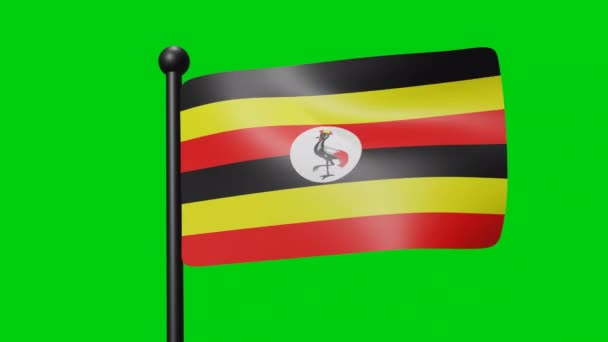 Прапор Уганди Розмахує Повільним Рухом Зеленому Тлі Прапорець Святкування Національного — стокове відео