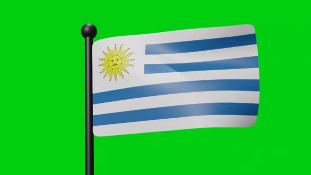 Uruguay Flag Waving Slow Motion Green Background Render Flag National — Αρχείο Βίντεο
