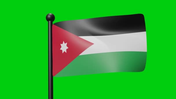 Jordan Flag Waving Slow Motion Green Background Render Flag National — Wideo stockowe