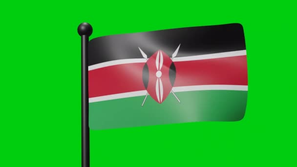 Kenya Flag Waving Slow Motion Green Background Render Flag National — Αρχείο Βίντεο