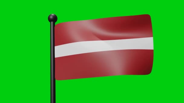 Latvia Flag Waving Slow Motion Green Background Render Flag National — Wideo stockowe