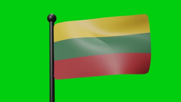 Lithuania Flag Waving Slow Motion Green Background Render Flag National — Αρχείο Βίντεο