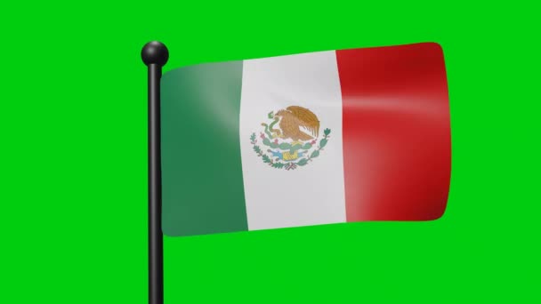 Mexico Flag Waving Slow Motion Green Background Render Flag National — Wideo stockowe