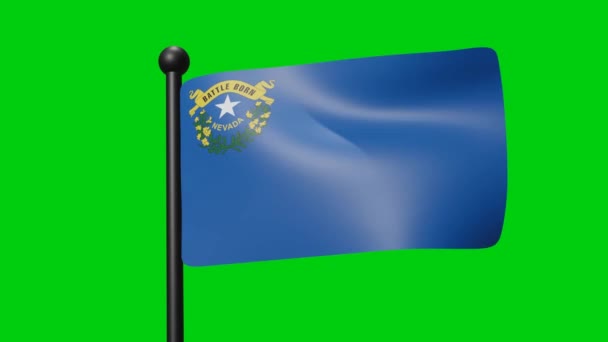 内华达州国旗在绿色背景上缓慢摆动 3D渲染旗帜 国庆庆祝活动 — 图库视频影像
